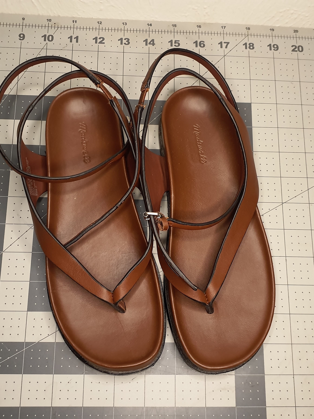 Madewell Brown Leather Strappy Thong Sandals